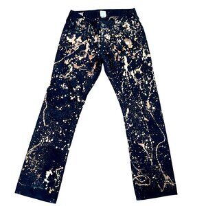 True Religion Ricky Black Jeans 32 Men’s Raf Simons Like Acid Splatter Distresse